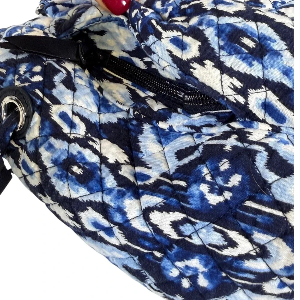 Vera Bradley Island Glenna Indigo Ikat Quilted Satchel Shoulder Bag Blue White